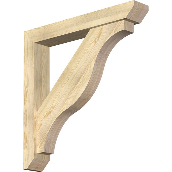 Ekena Millwork Funston Slat Rough Sawn Bracket w/ Offset Brace, Douglas Fir, 6"W x 38"D x 38"H BKT0604X38X38FST06RDF - main